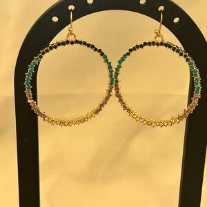 Bohme Elegant Blue and Green Hoop Earrings